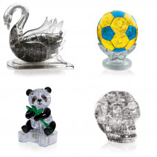 Игрушки 4 штуки новогодний. 3д Пазл для мальчика Лебедь, Футбольный мяч, Панда, Череп