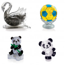 Игрушки из 4х штук на Новый год. Пазл для девочки Лебедь, Футбольный мяч, Панда, Панда Со светом