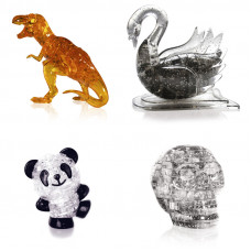 Коллекция из 4х штук подарочный. 3D пазл для девочки Динозавр, Лебедь, Панда Со светом, Череп Коллекция из 4х штук подарочный. 3D пазл для девочки Динозавр, Лебедь, Панда Со светом, Череп