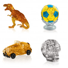 Коллекция из 4х штук на Новый год. 3D пазл подарок классу Динозавр, Футбольный мяч, Машина, Череп Коллекция из 4х штук на Новый год. 3D пазл подарок классу Динозавр, Футбольный мяч, Машина, Череп