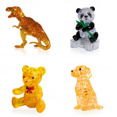 Комплект из 4х штук подарочный. Пазл для детей Динозавр, Панда, Мишка, Собачка