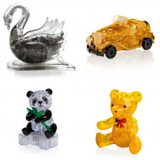 Коллекция 4 пазла в подарок. Конструктор для детей Лебедь, Машина, Панда, Мишка