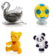 Коллекция 4 штуки на Новый год. Модель для сборки для девочки Лебедь, Футбольный мяч, Мишка, Панда Со светом