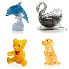 Коллекция 4 штуки в подарок. Пазл для детей Дельфин со светом, Лебедь, Мишка, Собачка