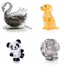 Набор из 4х штук в подарок. Фигурка подарок классу Лебедь, Собачка, Панда Со светом, Череп