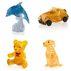 Комплект 4 пазла подарочный. Фигурка для девочки Дельфин со светом, Машина, Мишка, Собачка Комплект 4 пазла подарочный. Фигурка для девочки Дельфин со светом, Машина, Мишка, Собачка