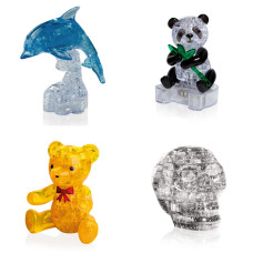 Набор 4 штуки подарочный. Конструктор подарок классу Дельфин со светом, Панда, Мишка, Череп