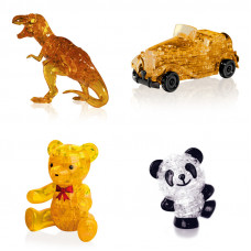 Игрушки из 4х штук в подарок. Фигурка для мальчика Динозавр, Машина, Мишка, Панда Со светом