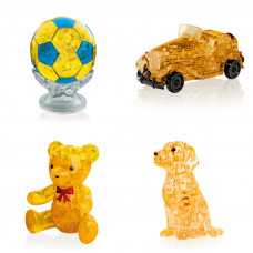 Игрушки антистресс  4 штуки - модель для сборки Футбольный мяч, Машина, Мишка, Собачка