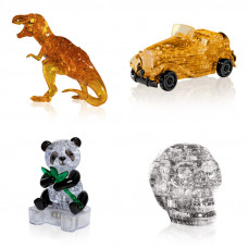 Подборка 4 штуки на Новый год. 3д Пазл антистресс Динозавр, Машина, Панда, Череп