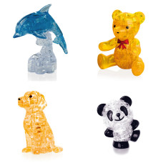 Подборка 4 пазла в подарок. Конструктор для мальчика Дельфин со светом, Мишка, Собачка, Панда Со светом