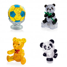 Коллекция 4 штуки в подарок. Модель для сборки подарок классу Футбольный мяч, Панда, Мишка, Панда Со светом