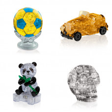 Коллекция головоломок - 4х подарочных коробки. Модель для сборки для мальчика Футбольный мяч, Машина, Панда, Череп