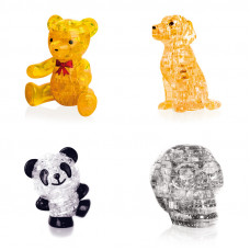 Игрушки из 4х штук подарочный. Фигурка антистресс Мишка, Собачка, Панда Со светом, Череп