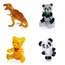 Набор 4 пазла в подарок. Модель для сборки для девочки Динозавр, Панда, Мишка, Панда Со светом